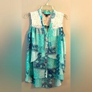 Zac & Rachel Lacy Layered Ruffles Sleeveless Top